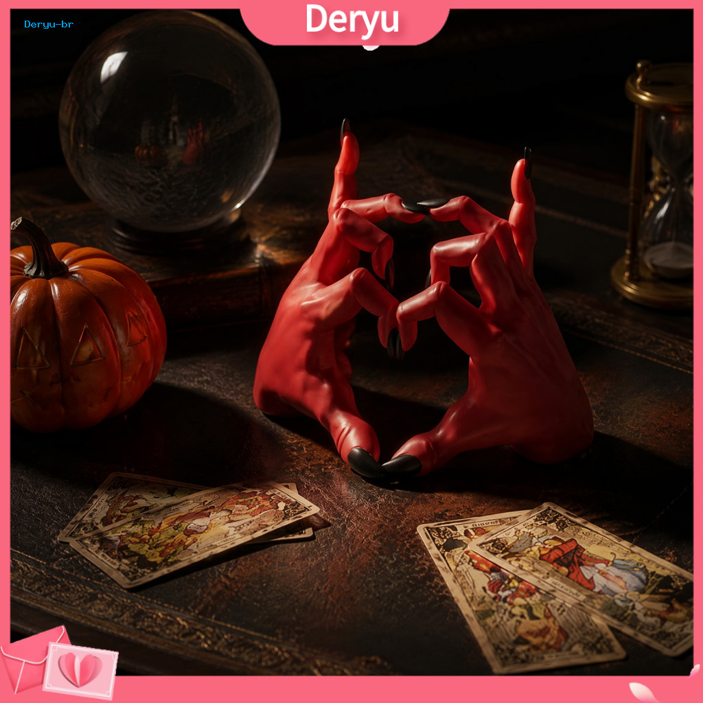 Dark Decor for Home Halloween Tabletop Ornament Devil Hands Heart Statue Demon Fingers Gesture Sculpture Resin Love Sign