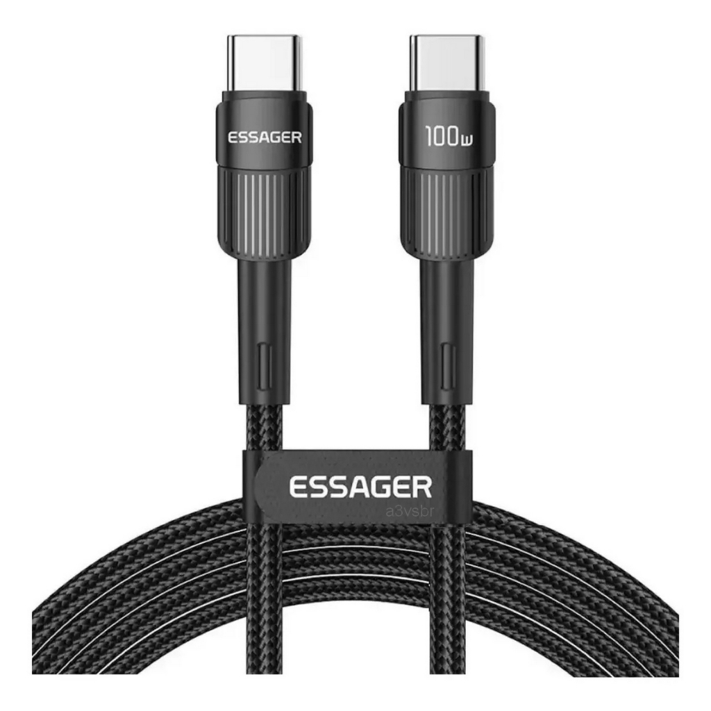 Cabo nylon 2 metros usb type-c otg tipo carga recarga náilon turbo fast plug conector adaptador fio