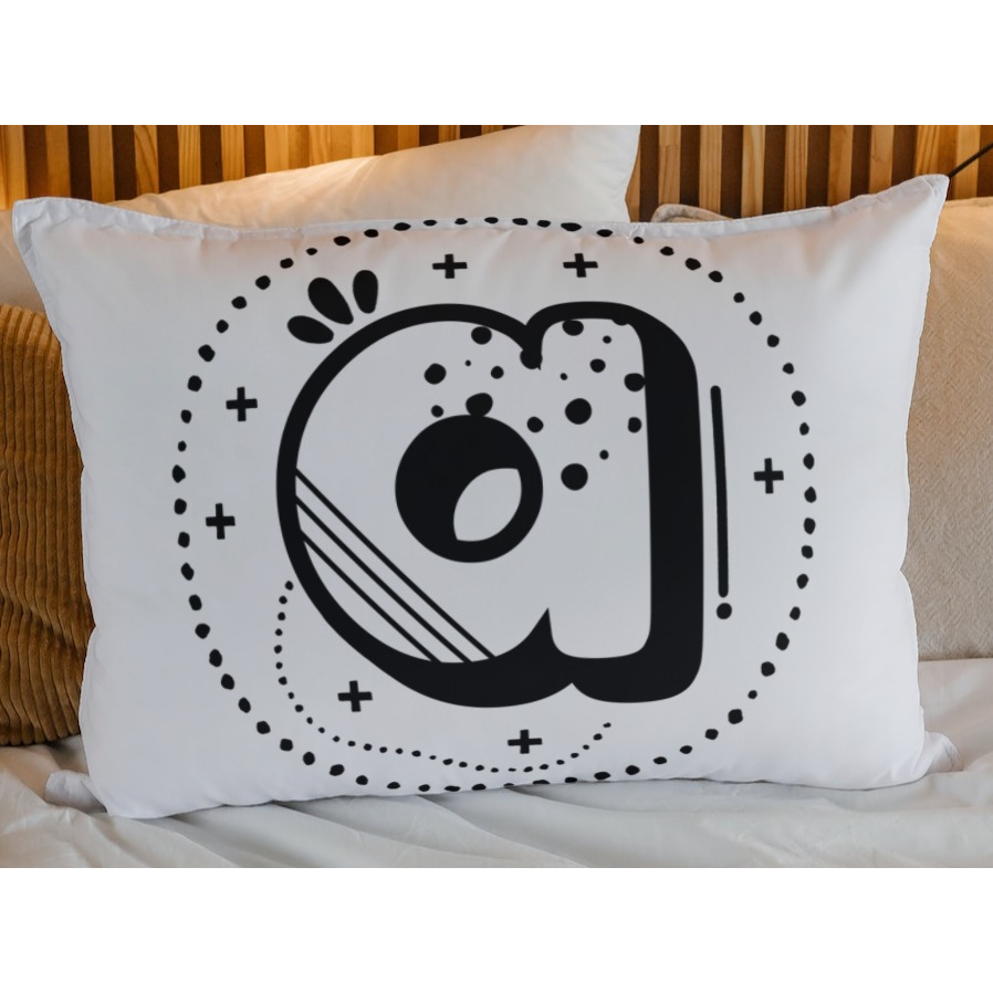 Capa de Travesseiro Fronha Alfabeto Cria A a Z Cartoon 70cm x 50cm Percal c Ziper