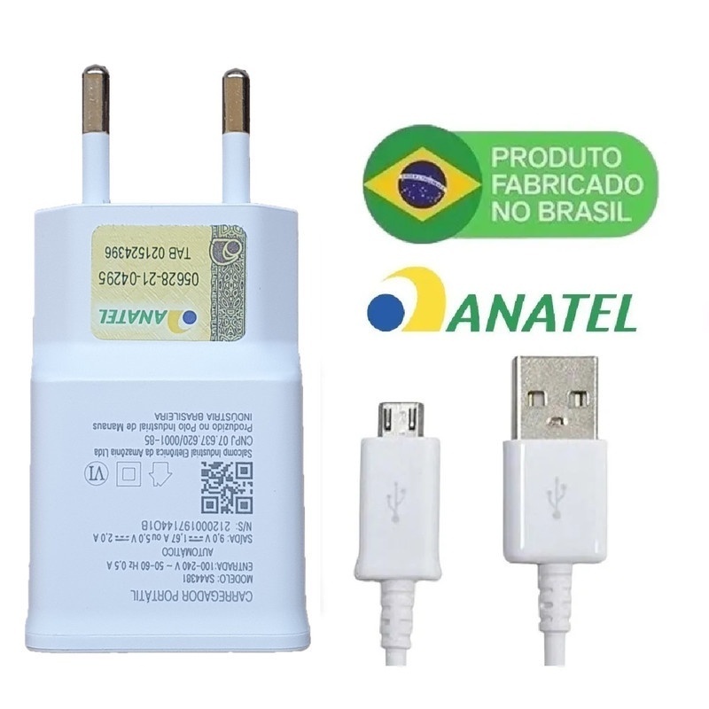 Carregador Turbo Micro Usb V8 ORIGINAL Lehmox Compatível Android Bivolt Fast Charger