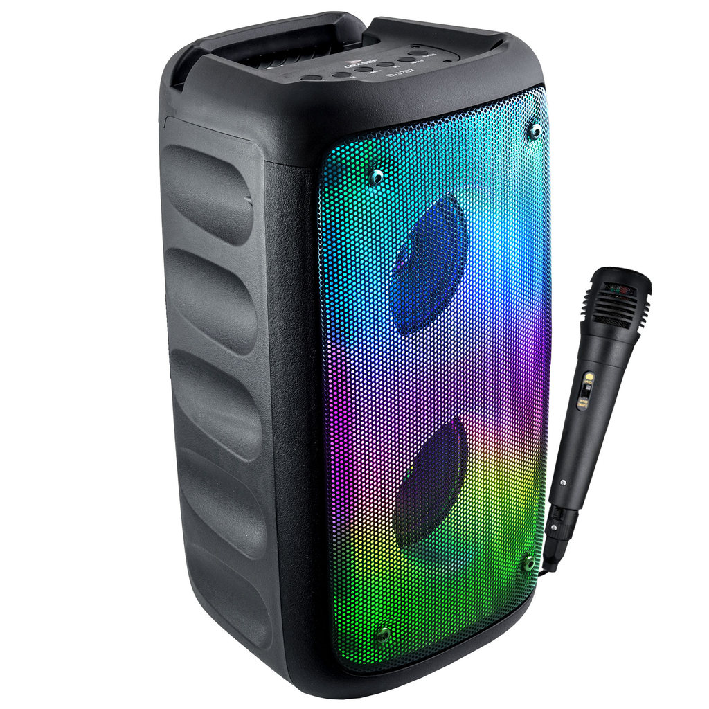 Caixa de Som Bluetooth Led RGB TWS  USB P2 Rádio FM Entrada P10 Com Mic Karaokê Suporte Para Celular