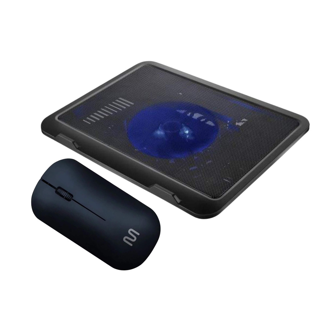 Base para Notebook Gamer Stand com Cooler 17' + Mouse Sem Fio Slim Box Multilaser Informática