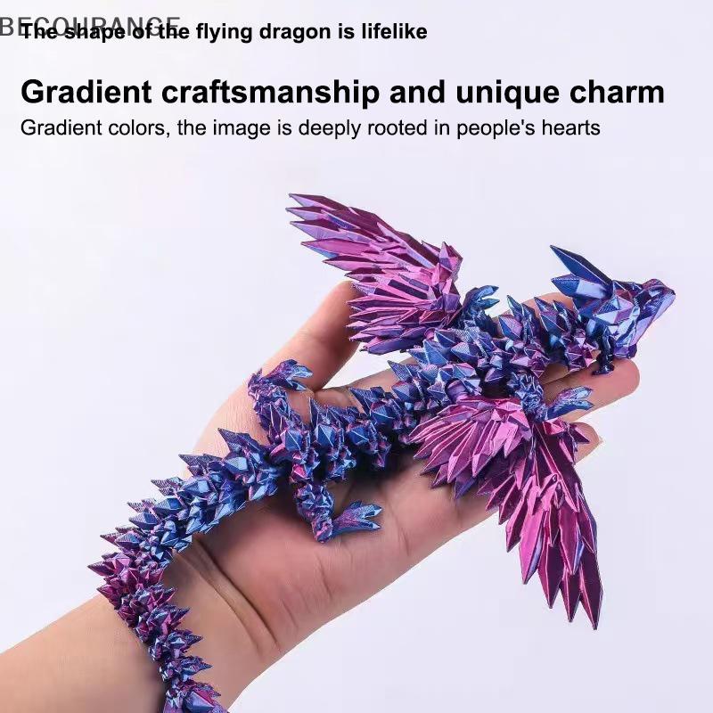 BEC 3D Impresso Dragão Colorido Gem Estatuetas Articulação Móvel Rotatable Articulado Artesanato Desktop Figura De Ação