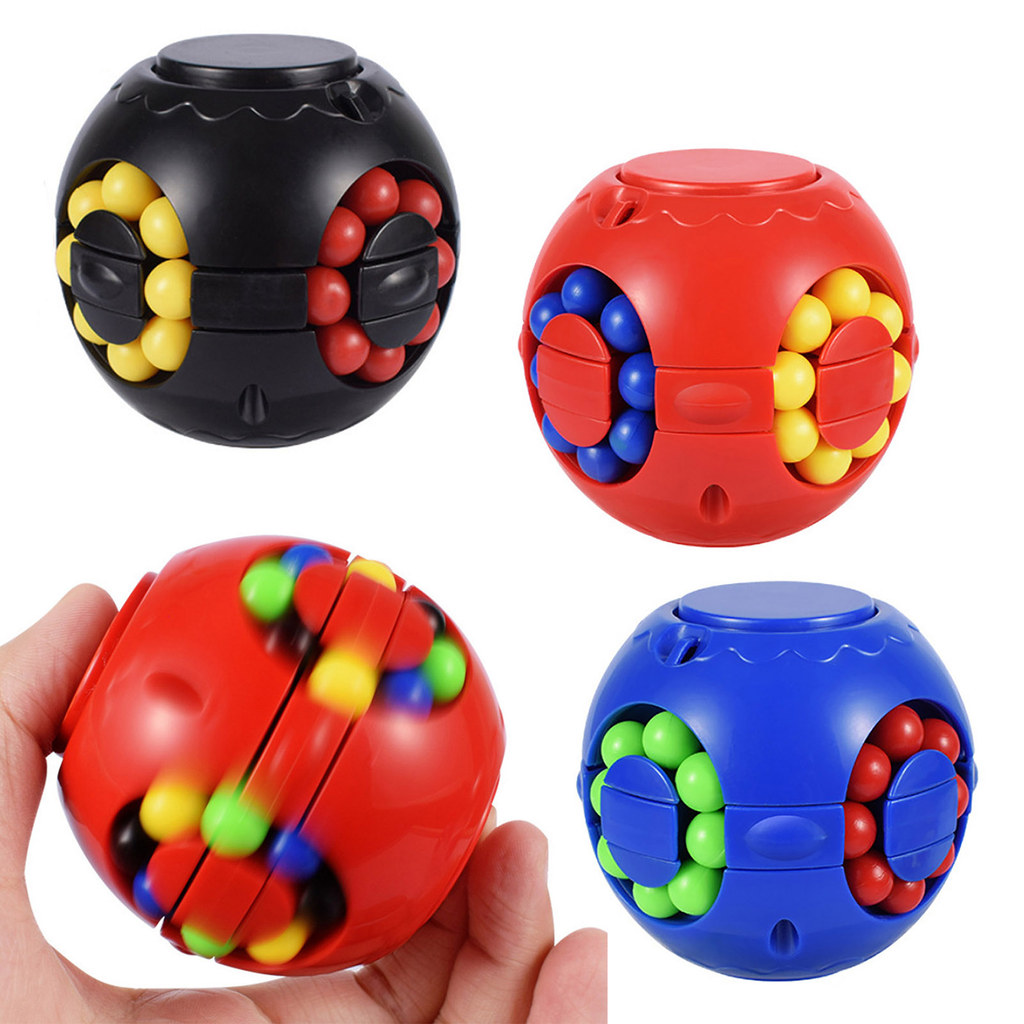 Amocas Rotatable Bola De Feijão Brinquedo Fidget Estresse Ansiedade Alívio Cérebro Teaser Rolando Grânulo Quebra-Cabeça