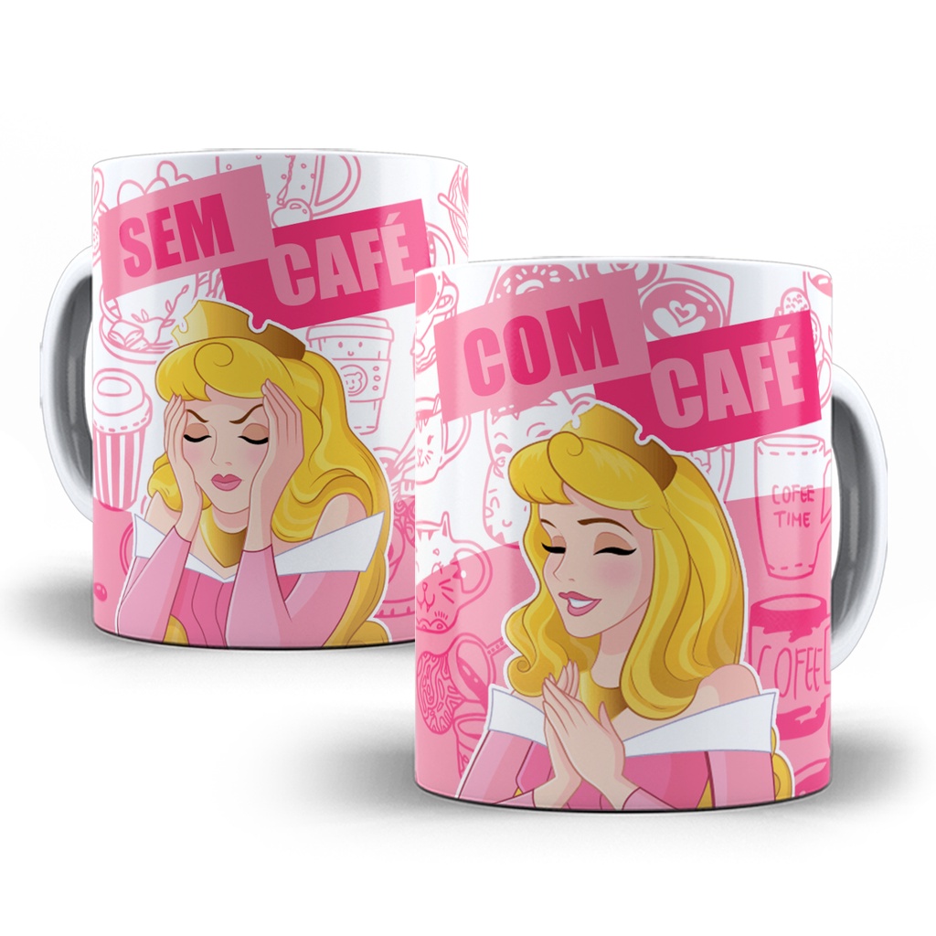 Caneca Aurora A Bela Adormecida Com Café Sem Café Porcelana