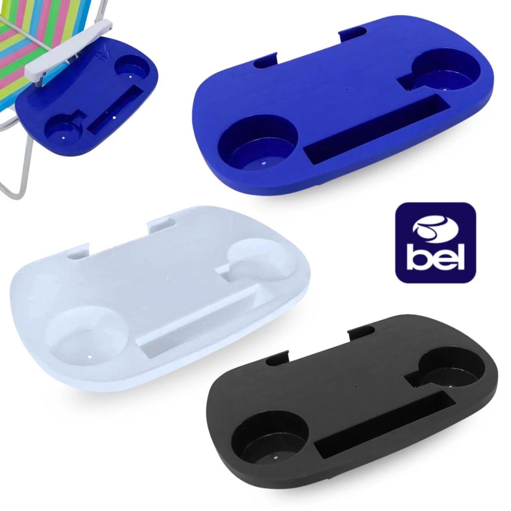 Suporte Lateral Mesinha Portátil para Cadeira Praia com Porta Copos Integrado / Core Diversas