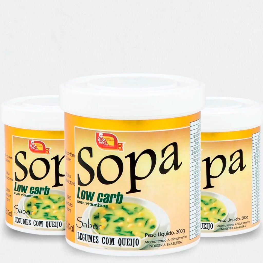 Sopa Low Carb Kit Com 3 Frascos Sabor Legumes Com Queijo