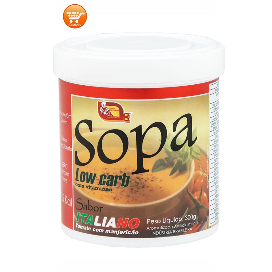 Sopa low carb, sabor tomate com manjericão 300g com vitaminas e baixo carboidratos auxila na dieta