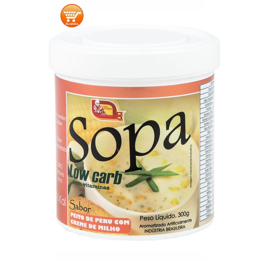 Sopa low carb (baixo carboidratos) sabor: peito de Perú com creme de milho.