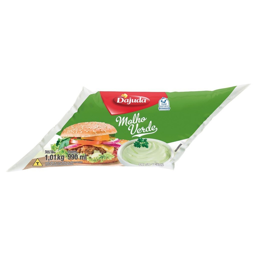 Maionese Verde D'Ajuda Molho com Salsa Bisnaga 1kg para Lanches Porções Petiscos Lanchonete Food Service
