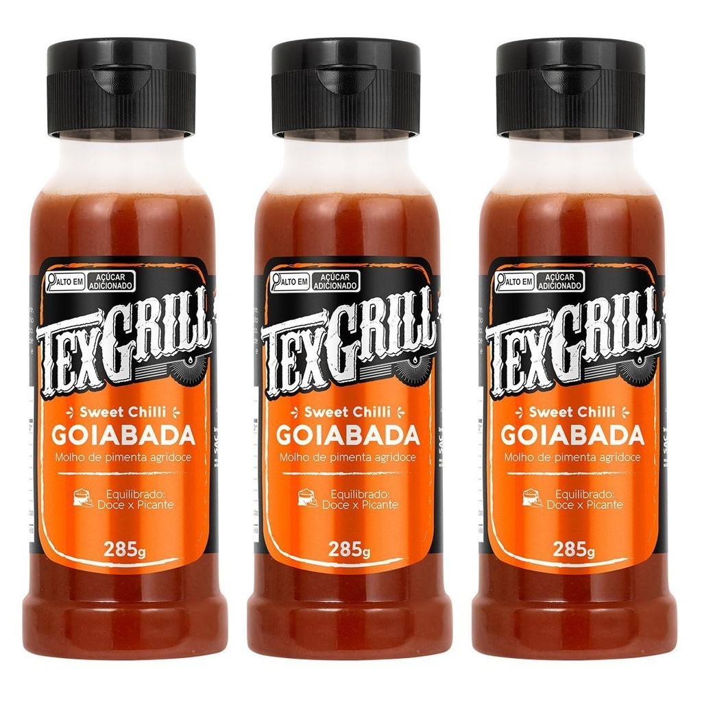 Combo de Molhos de Churrasco Sabor Pimenta Agridoce Texgrill 285g 3 unidades