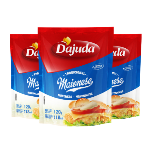 3Un Maionese DAjuda 120G Para Hamburguer Hot Dog Lanches Petiscos Pastéis Batata Frita