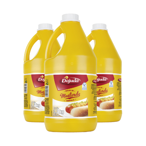 3Un Mostarda DAjuda Amarela Galão Reforçado 3,2Kg Para Lanches Frango Salsichão Grelhados