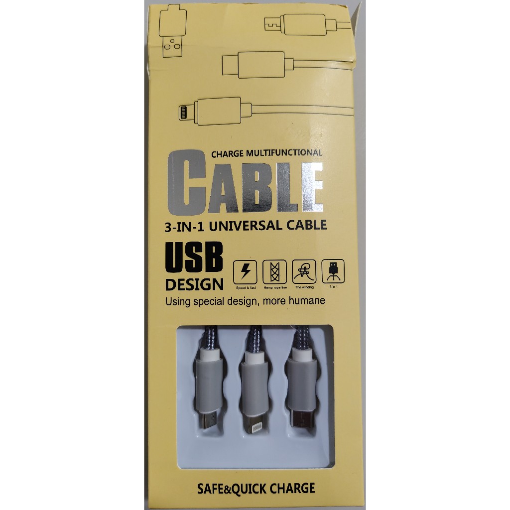 3 In 1 Usb Cable Quick Charge & Data