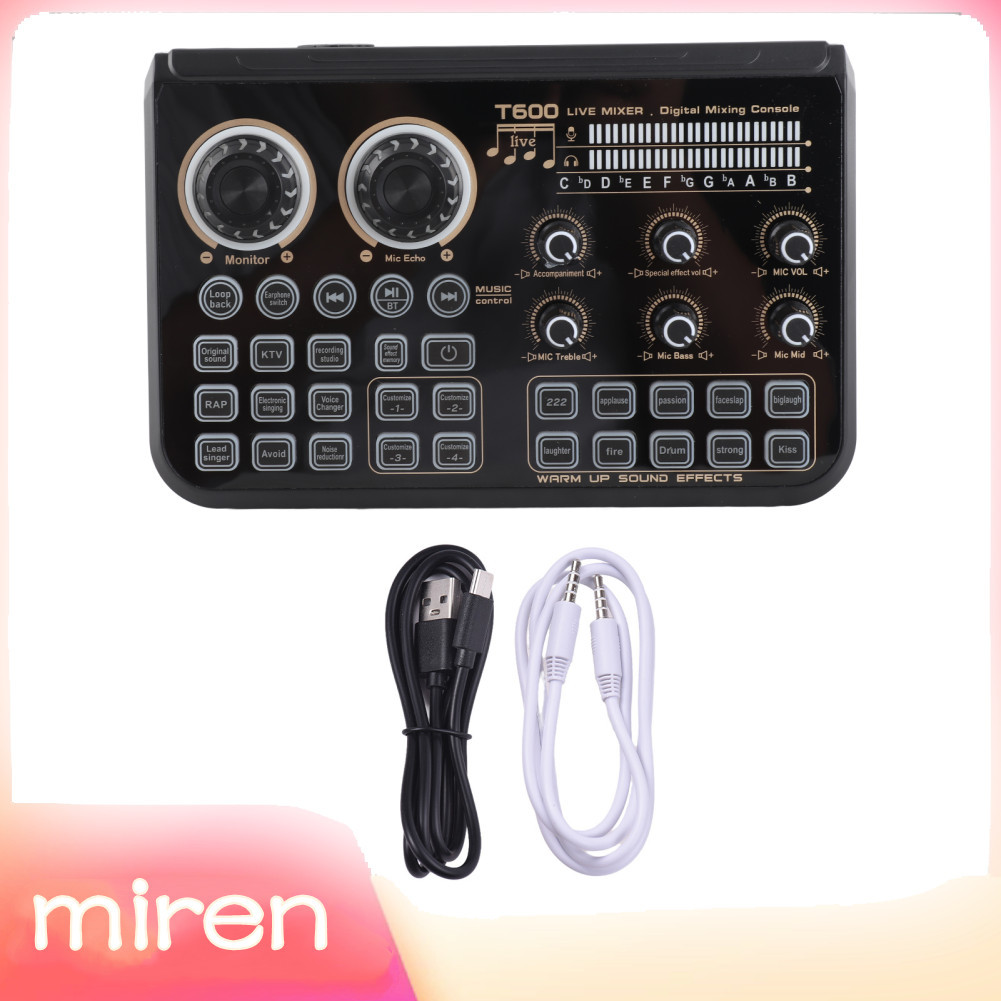 miren.br Sound Board Mixer Live Card Dynamic LED Colorful Light BT Wireless Plug and Play Redução de ruído com um