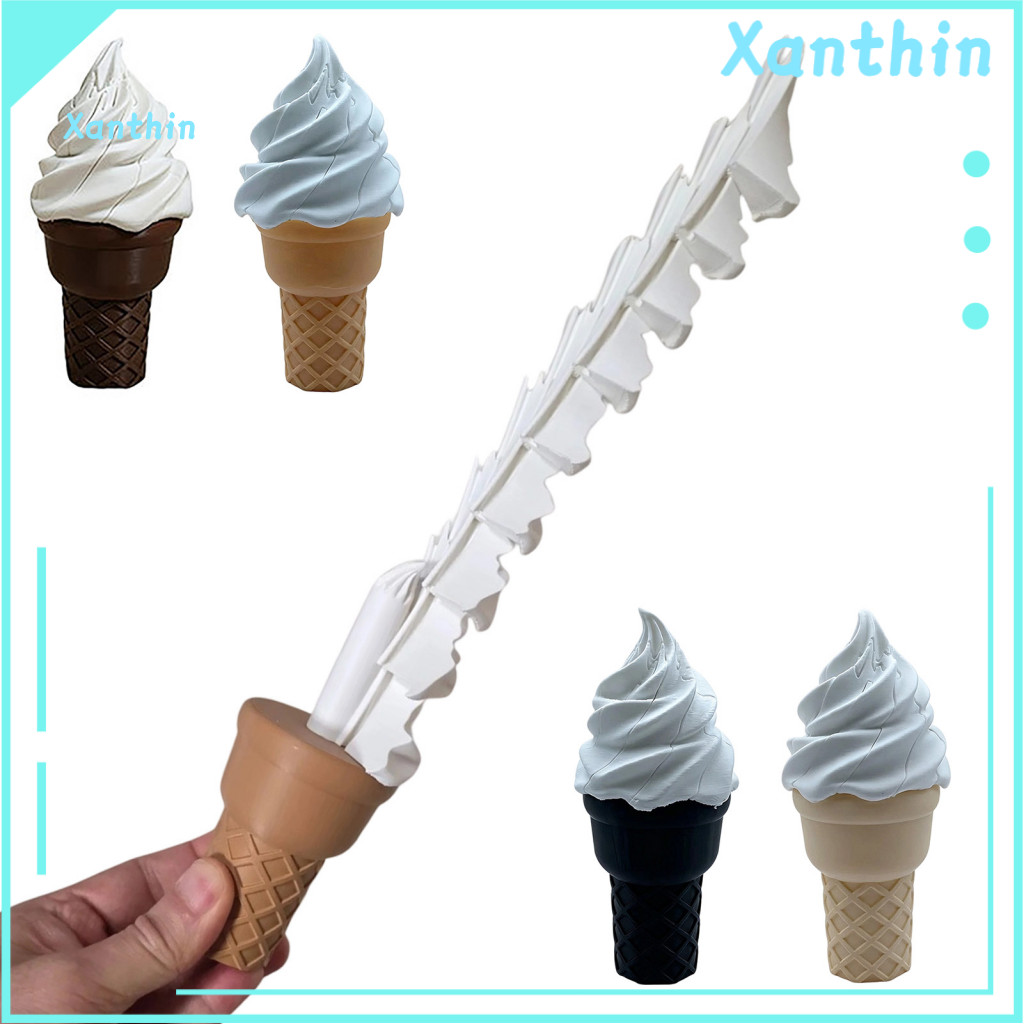 Desk Fidget Gadgets Retractable Ice Cream Longsword Toy – Spiral Rotating Twisting Slippery Cone for Kids Adults Fun S