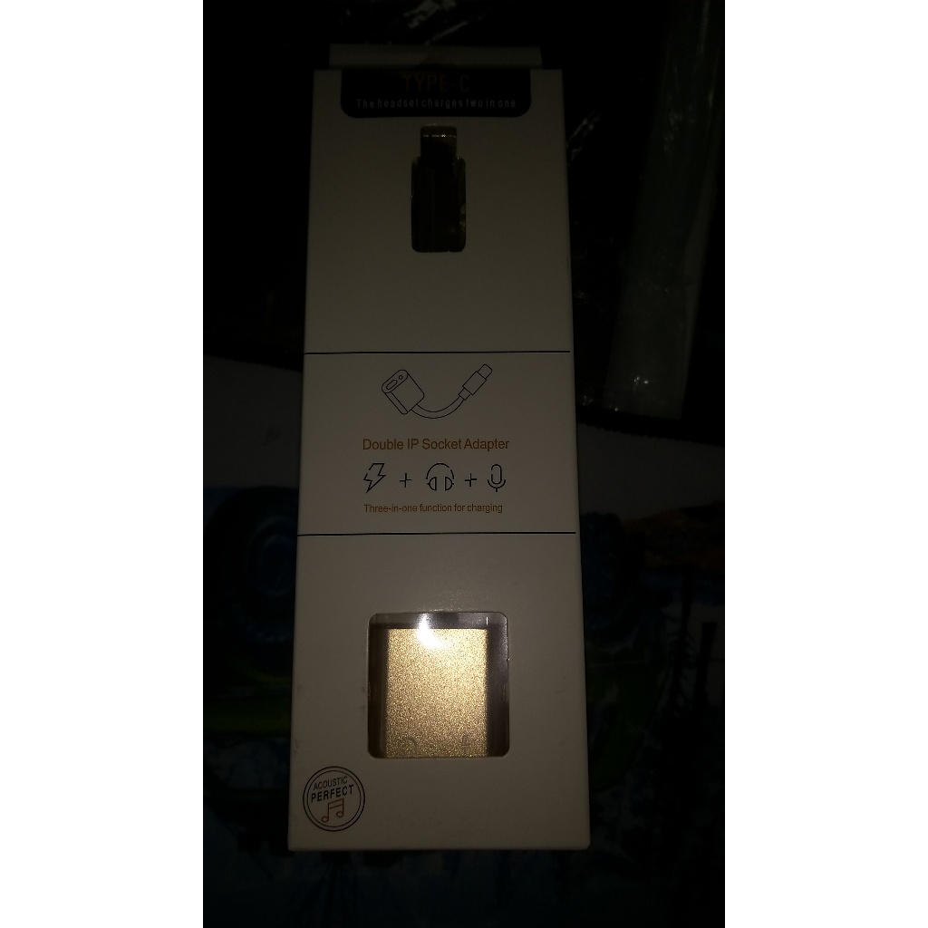 Type C Double IP Socket Adapter (Call/Music+Data or Call/Music+charge) 2 em 1 adaptador fone microfone