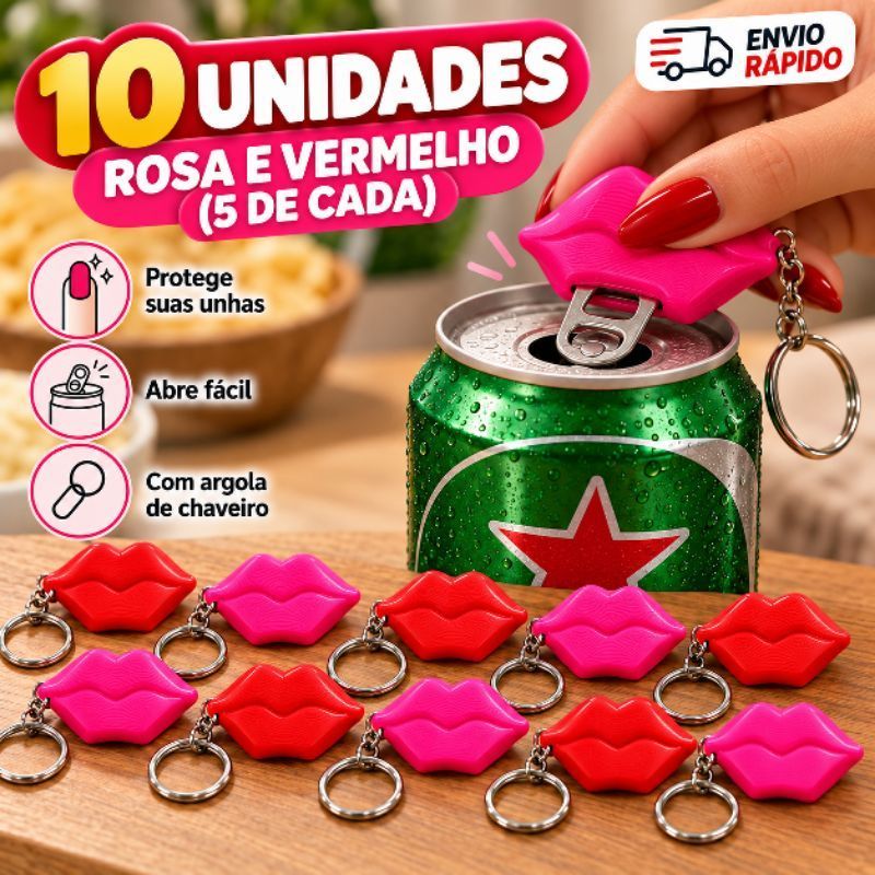 Abridor de Latinhas Boca Chic 2 cores. Envio Rápido. Proteja sua unha com estilo e criatividade. Brindes e presentes.