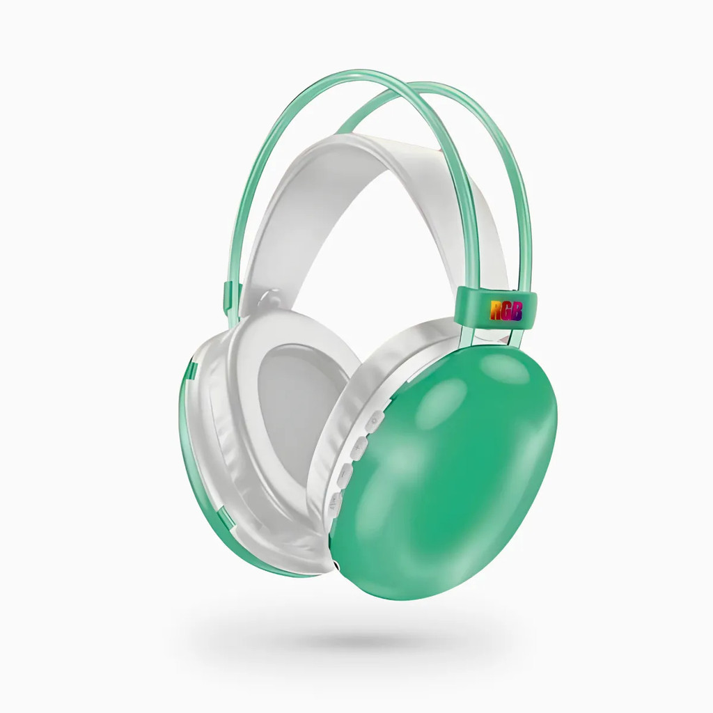 Fones de ouvido Wireless Headset Luz Rgb COR VERDE Bluetooth 5.3 som surround sem fio gaming