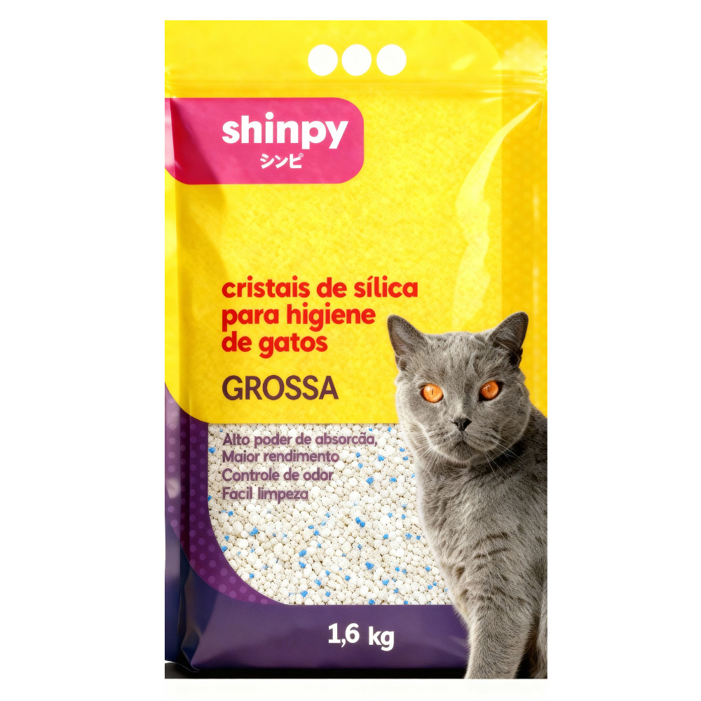 Areia Higiênica Shinpy Sílica Grossa 1,6kg para Gatos