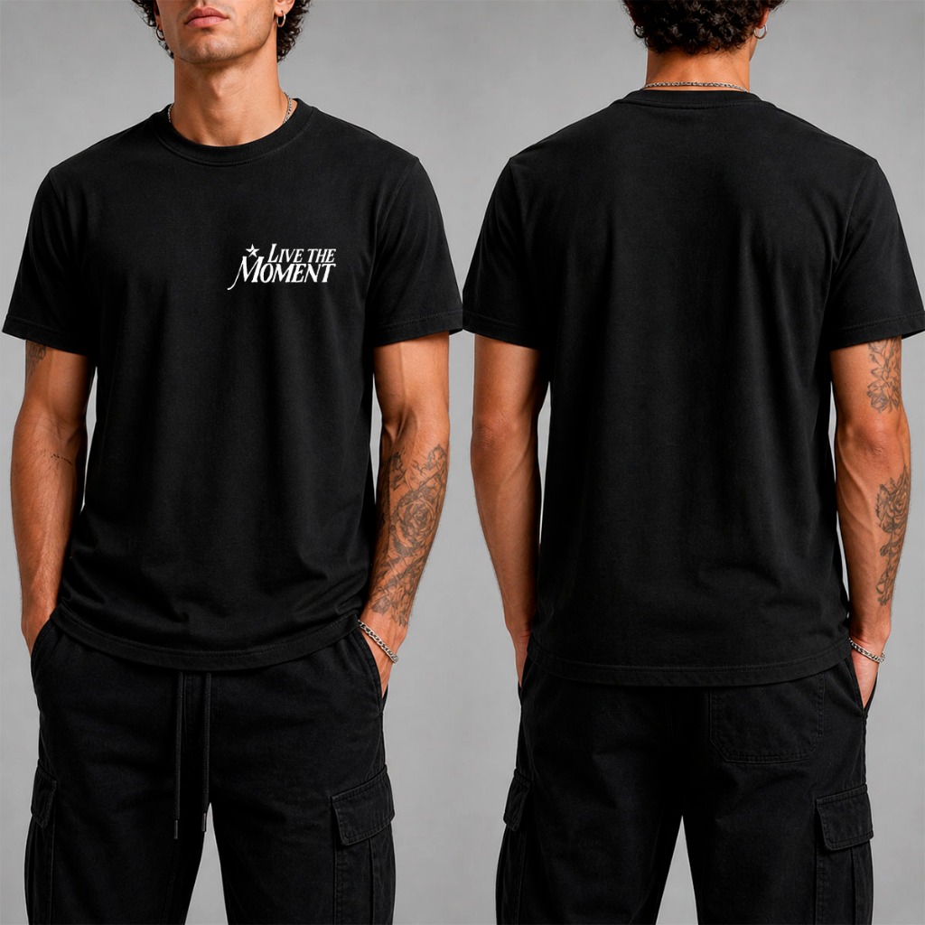 Camiseta Masculina Mant´s Live The Moment Malha Penteada Premium Algodão 100% 30.1 Casual Fashion