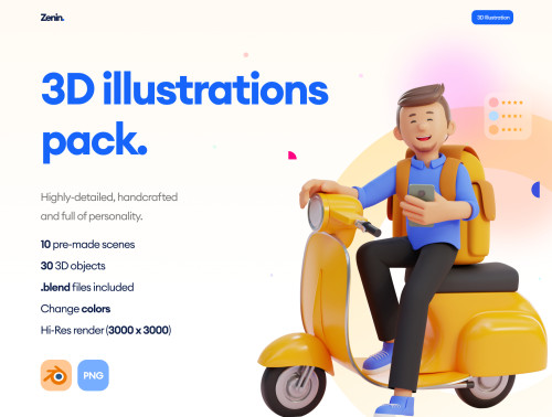 3D Illustration Pack - 70% Commission - Best Graphics Pack