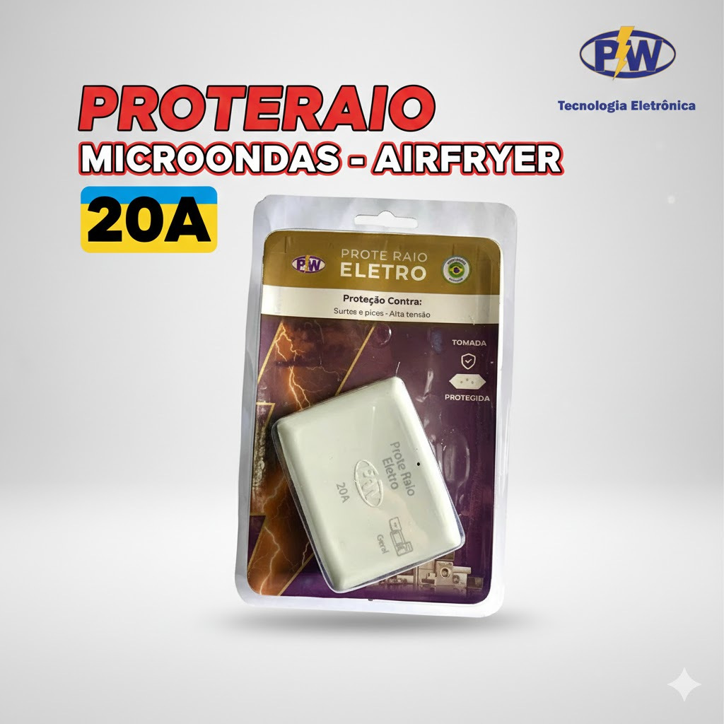 Protetor elétrico ProteRaio Eletro Bivolt 20A Pino Grosso - Microondas - Airfryer