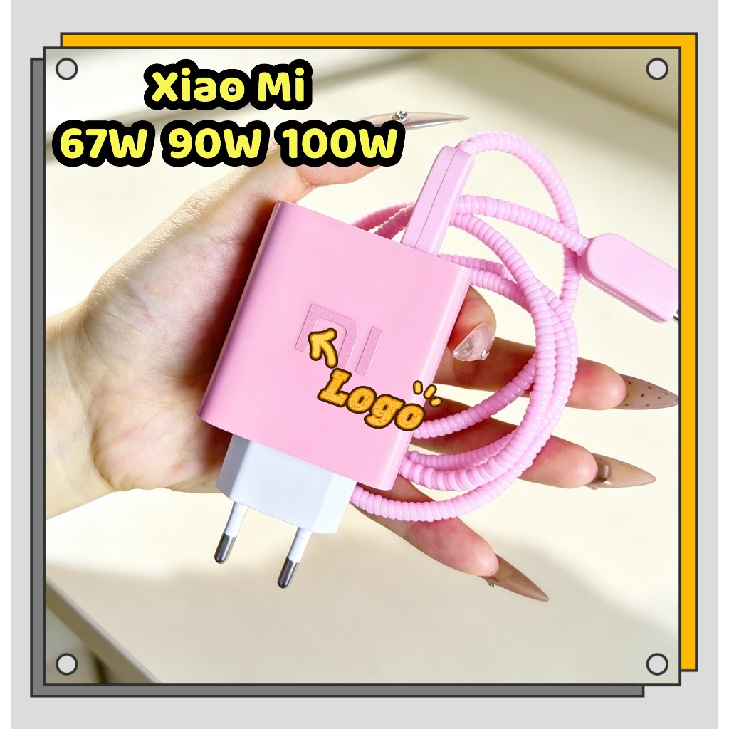 Xiaomi 67W/90W/100W Capa Protetora Rosa Fofa Compatível Com Carregador Evita Danos Ao Cabo