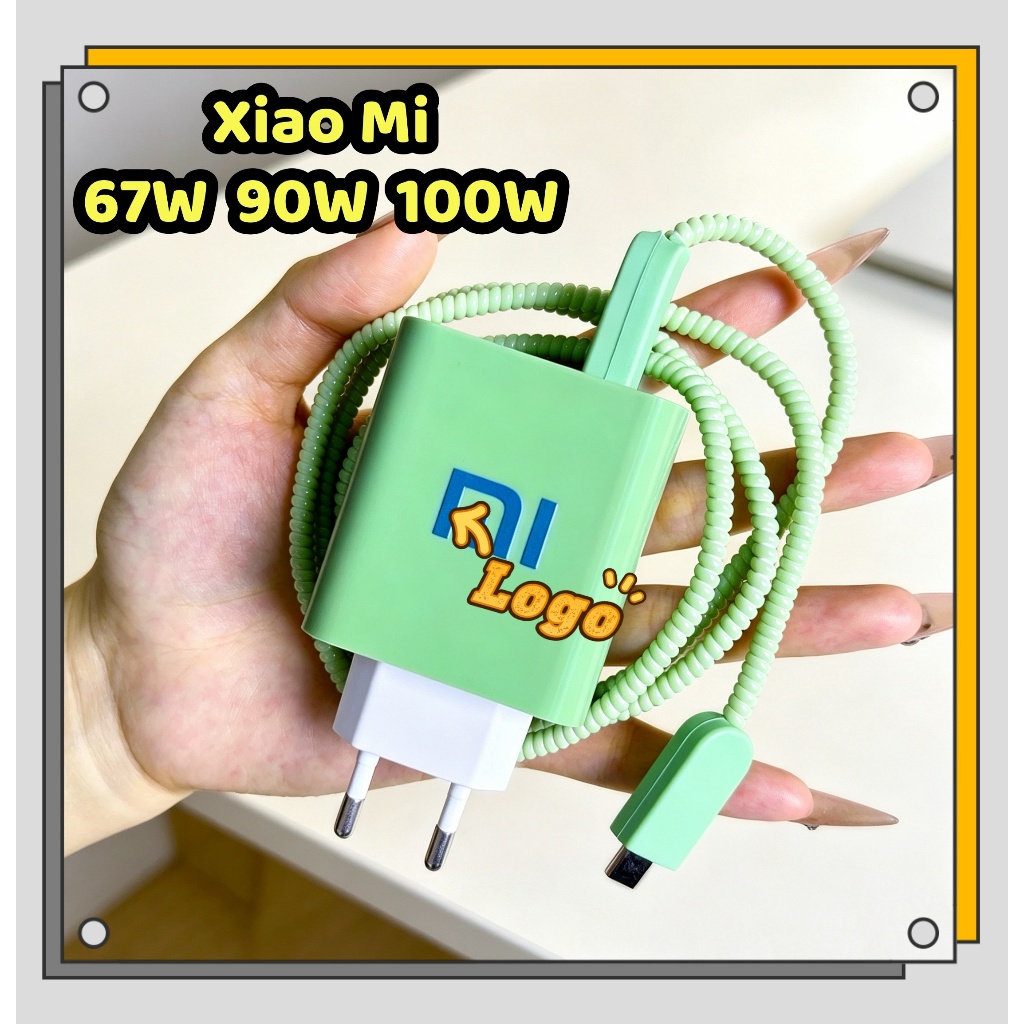 Xiaomi 67W/90W/100W Carregador Verde Menta Capa Protetora Compatível Com Previne Danos Ao Cabo