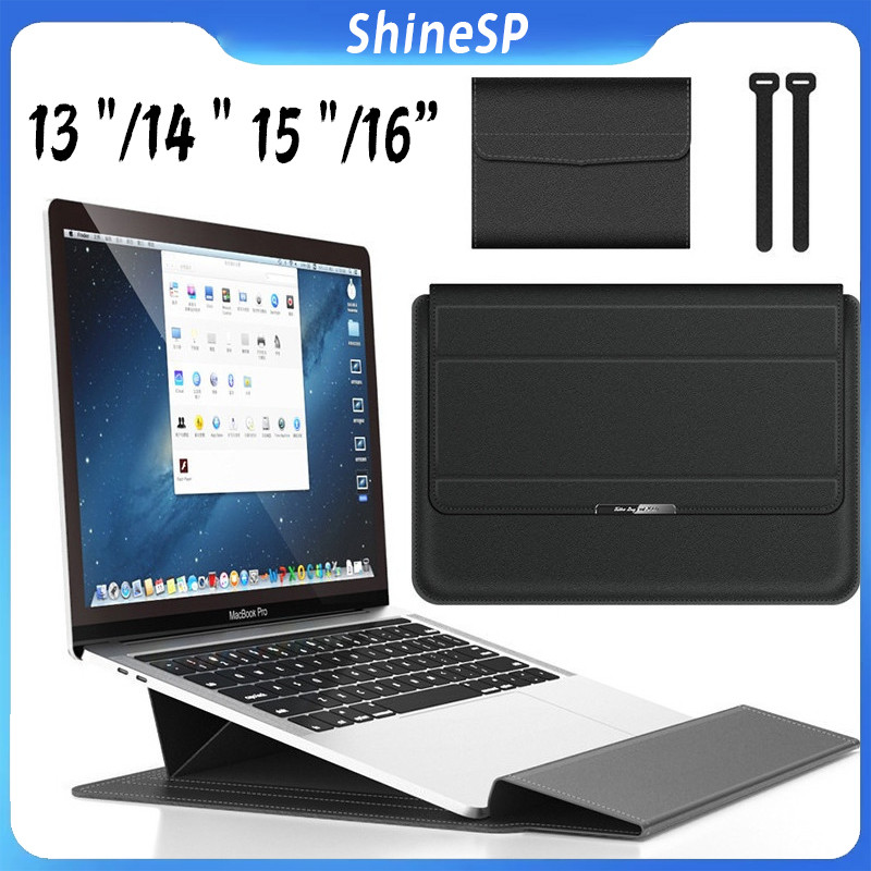 Bolsa multifuncional para laptop para Macbook Air 13/14/15/16 polegadas, capa de couro PU com suporte para mouse pad