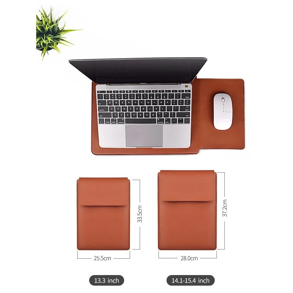 Bolsa Multiuso Para Macbook air M2 13.6 13/15 Polegadas Capa De Couro PU Com Suporte De Mouse Pad