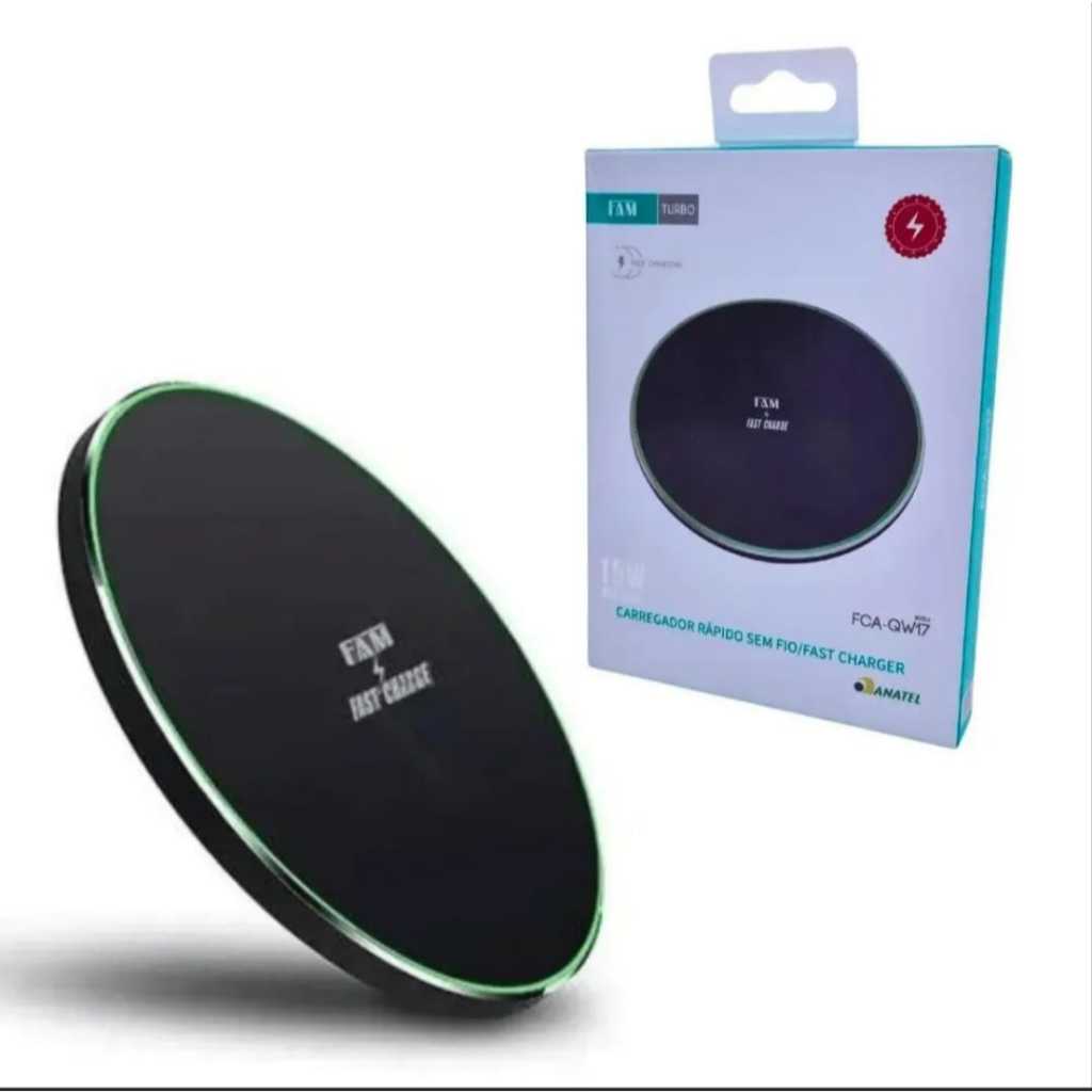 CARREGADOR RAPIDO SEM FIO FAST CHARGER 15 W FAM