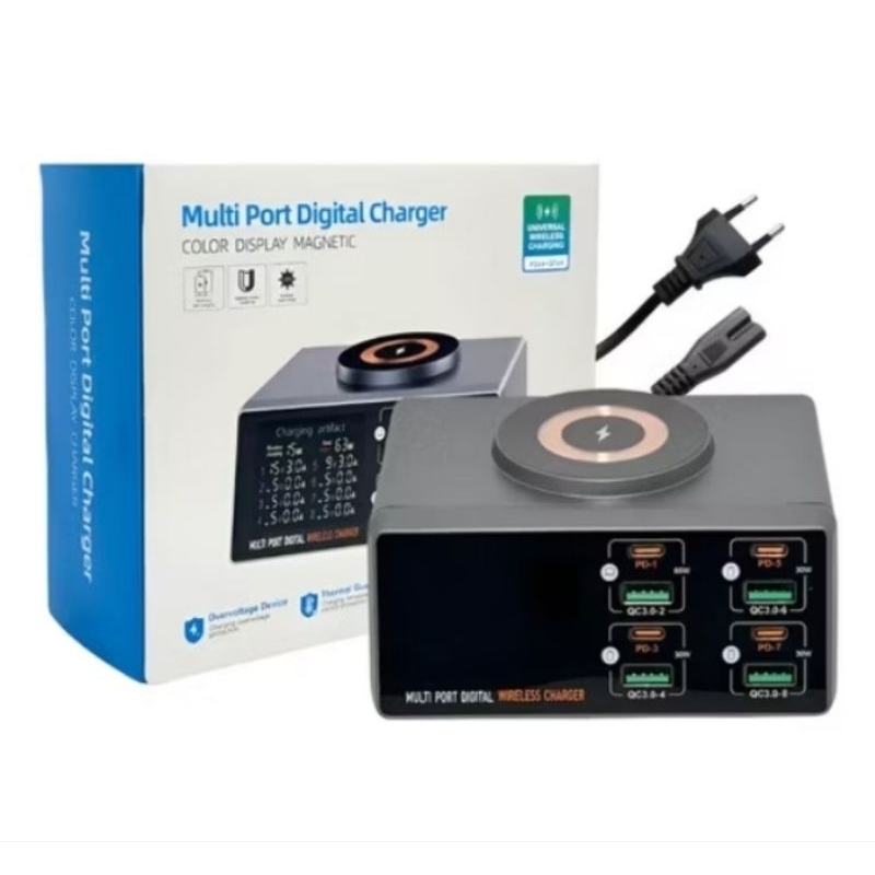 Carregador USB Fast Charger Rápido 8 Portas para Bancada com Indução