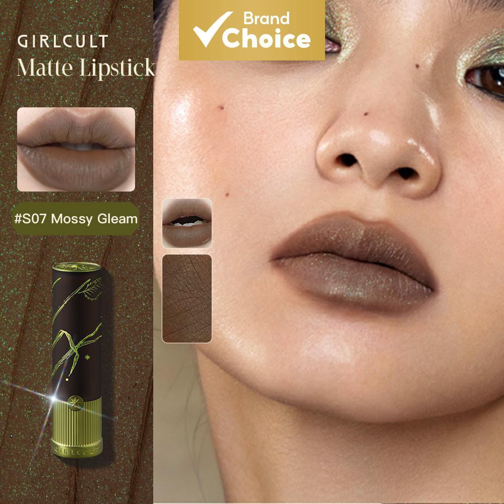 Creme Labial Fosco GIRLCULT Materia Medica : Marrom Cintilante Verde , Cinza Rosa . Acabamento De Veludo Bold Duo-Chrome