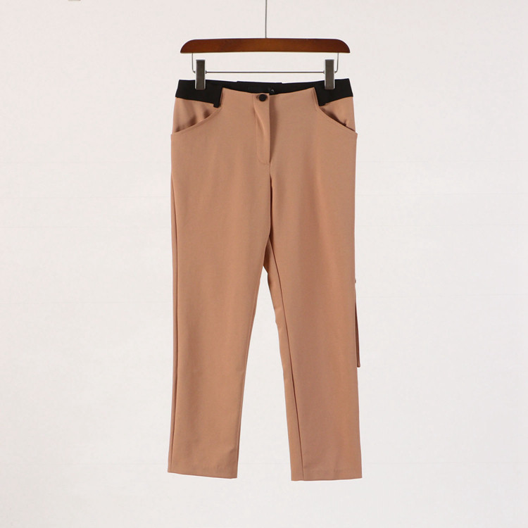 〖 Amarelo 〗 Europeu Americano High-End Designer Trendy Feminino Novo Estilo Outono Stretch Calças Simples Calças Casuais