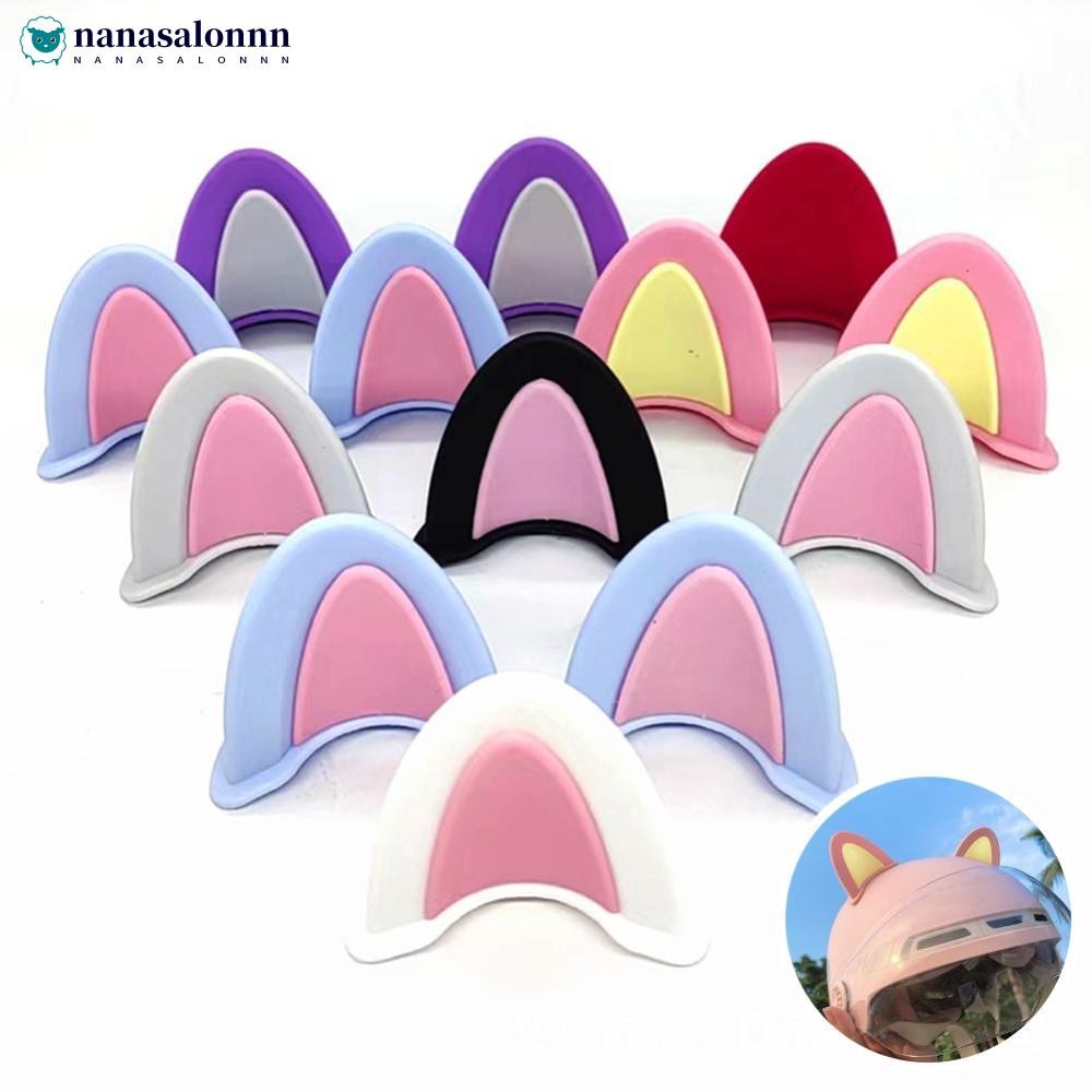 NANASALONNN 2 Pçs Bonito Capacete Da Motocicleta Orelhas De Gato Motocross Do Carro Elétrico Acessórios Estilo Condução