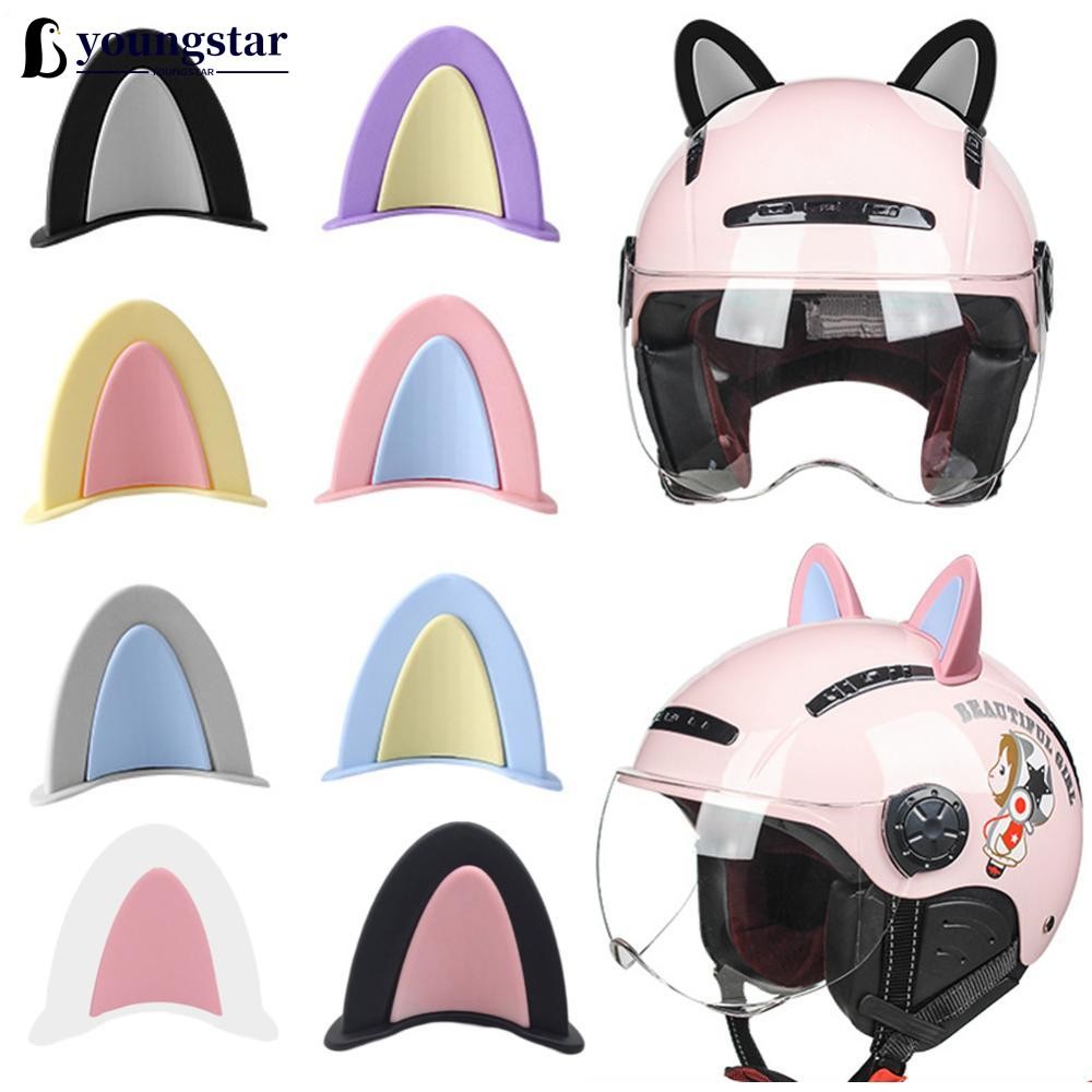 YGS 2 Pçs Bonito Capacete Da Motocicleta Orelhas De Gato Motocross Do Carro Elétrico Acessórios Estilo Condução Decroati