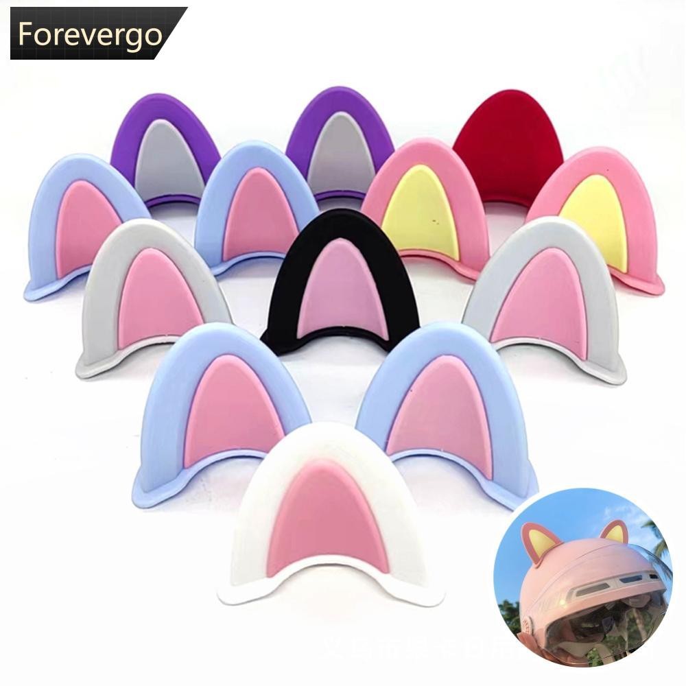 FOREVERGO 2 Pçs Bonito Capacete Da Motocicleta Orelhas De Gato Motocross Do Carro Elétrico Acessórios Estilo Condução De