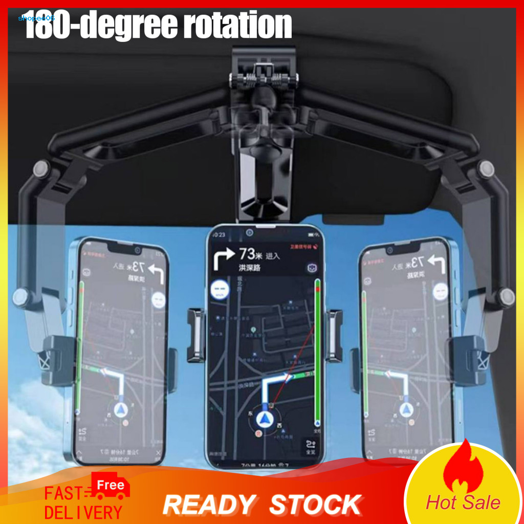 Car Phone Mount Easy Install Holder Sun Visor 360° Rotatable Adjustable Anti-slip Clamp for Most Smartphones Secure and