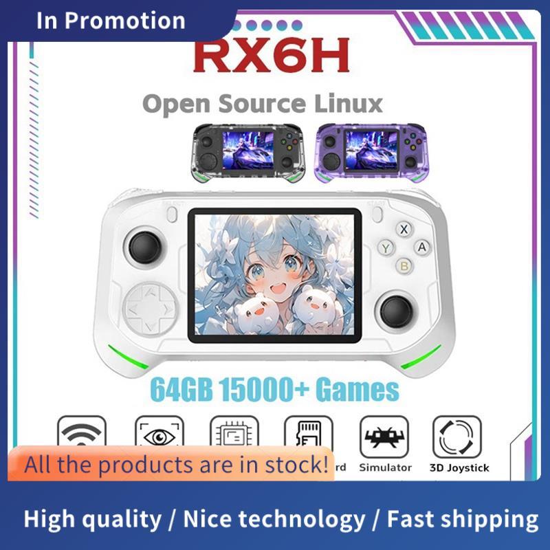 RX6H Retro Console De Videogame Portátil Linux Pocket Player 64GB 15000 + Jogos Tela IPS De 3.5 Polegadas Suporta Mais D