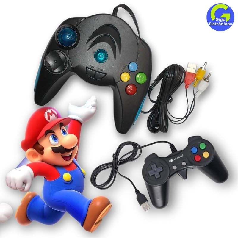 Controle de Jogo Drumstone 100+ Em 1 AV USB Dual Player Plug and Play Economia