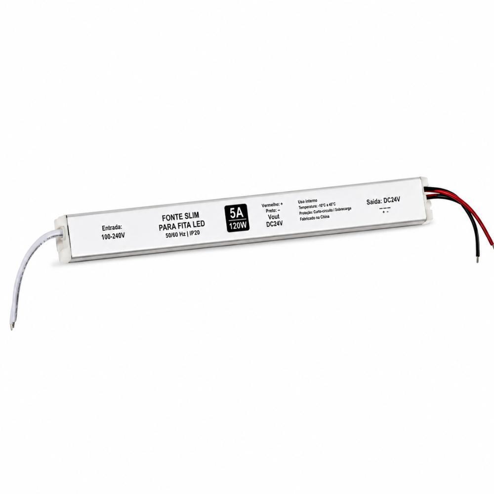 Fonte Driver Slim Mini 24v 120w 5a Bivolt Fita Led Perfil