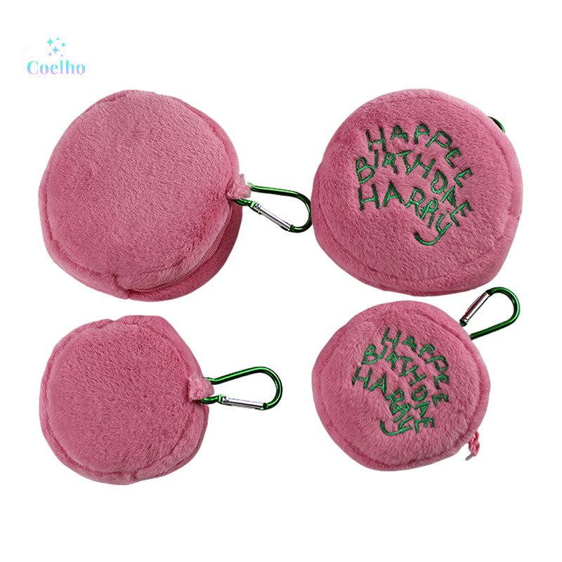 Decorador Rosa Redondo Pequeno Saco De Maquiagem Bolsa De Moedas Fone De Ouvido Armazenamento Bonito Bolo De Pelúcia Por