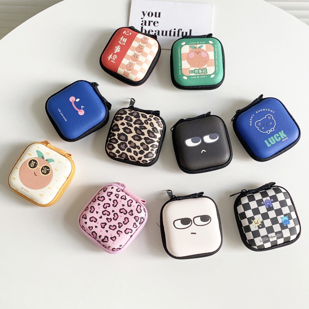 mini Coin Purse Fone De Ouvido Cabo De Dados Quadrado Bolsa De Viagem Carteira De Armazenamento De Moedas/Chaves