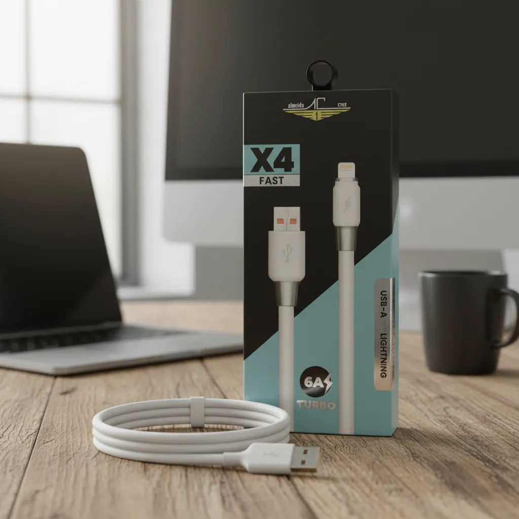 CABO ALMEIDA CRUZ X4 FAST USB X LIGHTNING 120W 6A 1.3M C/ NF