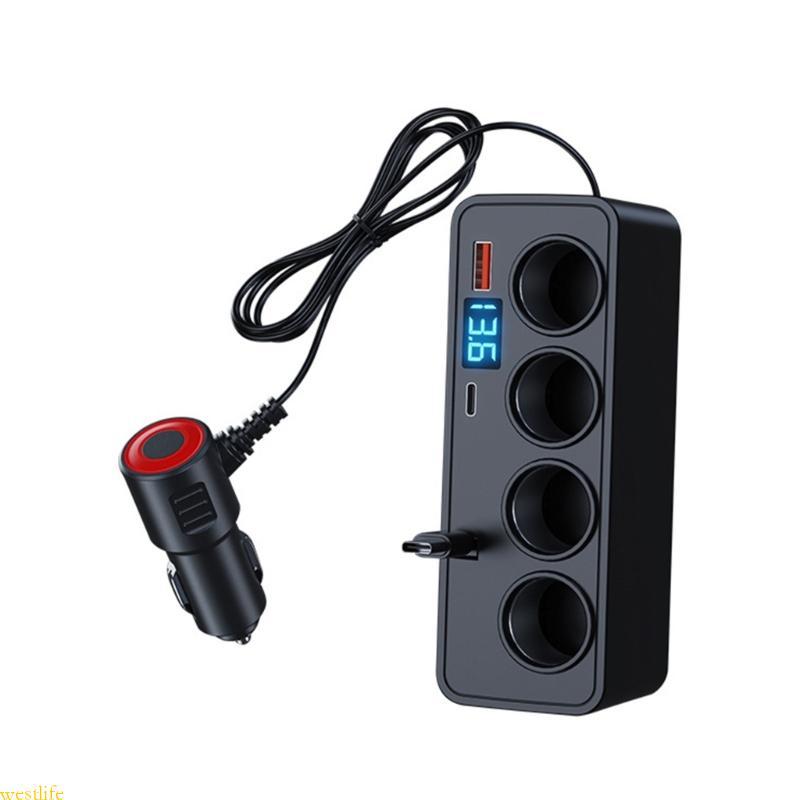Carregador Carro Fast 120W Divisor Soquete Isqueiro USB Tipo C 6 Portas
