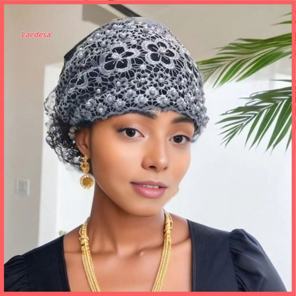 Breathable Headband Hollow Design Women’s Elastic Lace with Embroidery Pearl Rhinestone Hair Accessory – Stylish Spa