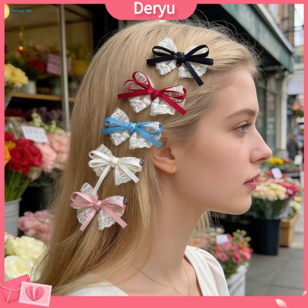 Baby Hairpin Soft Lace Hair Clip Sweet Style Kids Accessories Hand-sewn Embroidery Ribbon Bowknot for Girls Cute and Dur