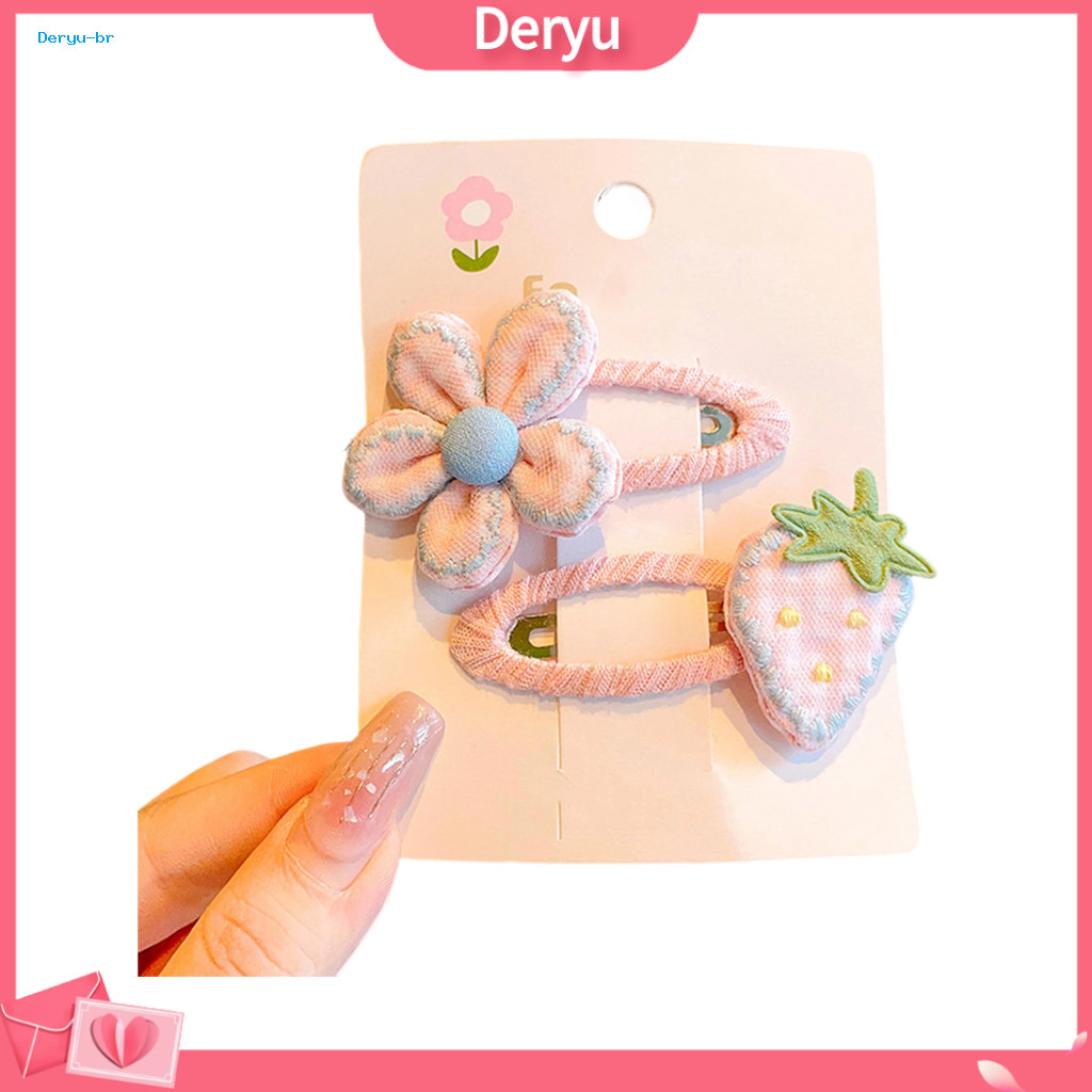 Plaid Fabric Hairpin Handmade Flowers Strawberry Embroidery Soft Wrapped Bb Clip Kids Pastoral Style Anti-slip Hair Acce