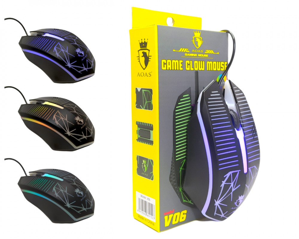 Mouse Gamer Glow RGB Usb LED PC Notebook OAS-V06